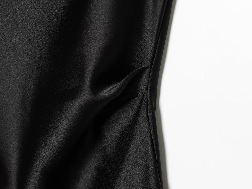 Women's tassel decorated long style satin top