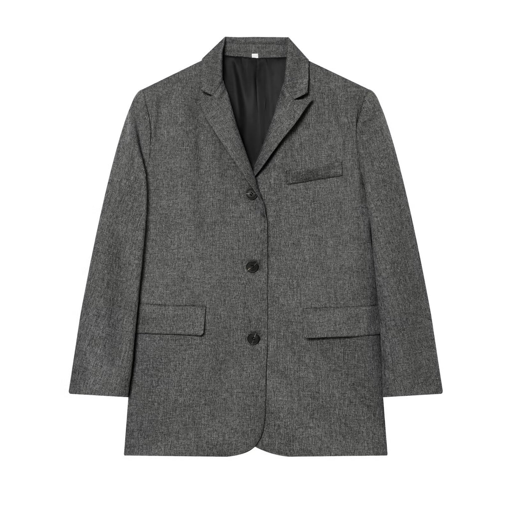 suit Women's 2 pieces loose linen blended straight Blazer Coat+Pants