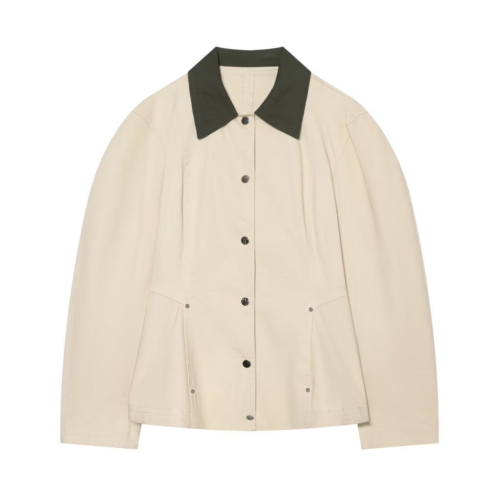 Women's contrasting collar Short skirt style hem jacket Coat