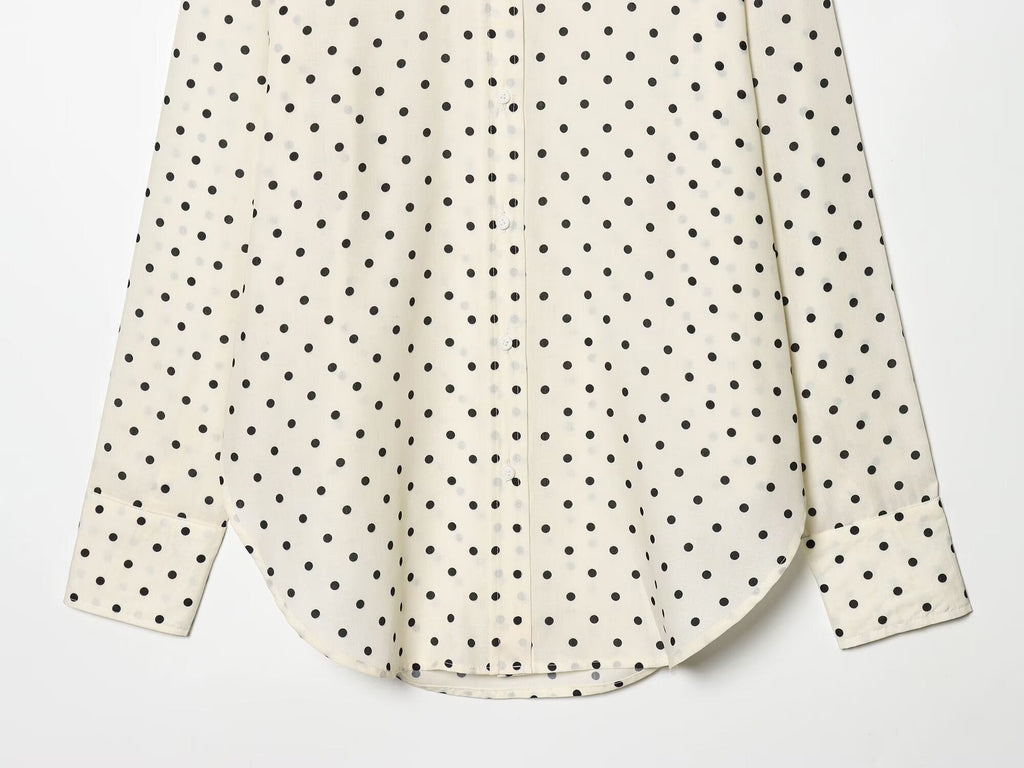 Women's retro polka dot casual Lapel shirt