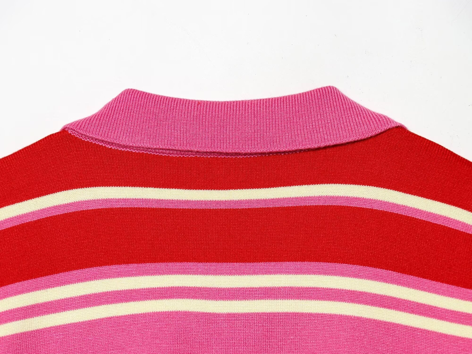 Women's casual striped knitted polo shirt