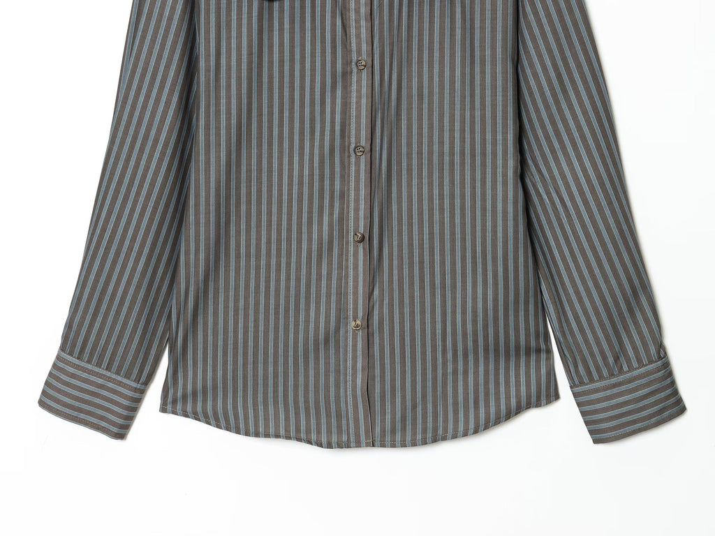 Women's new fashion casual striped poplin shirt