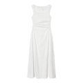 Women's U-neck pleated waist MIDI dress