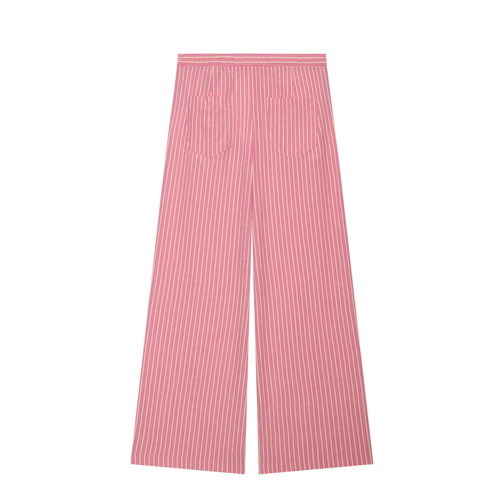 suit Women's 2 pieces striped halter neck top+wide leg pants