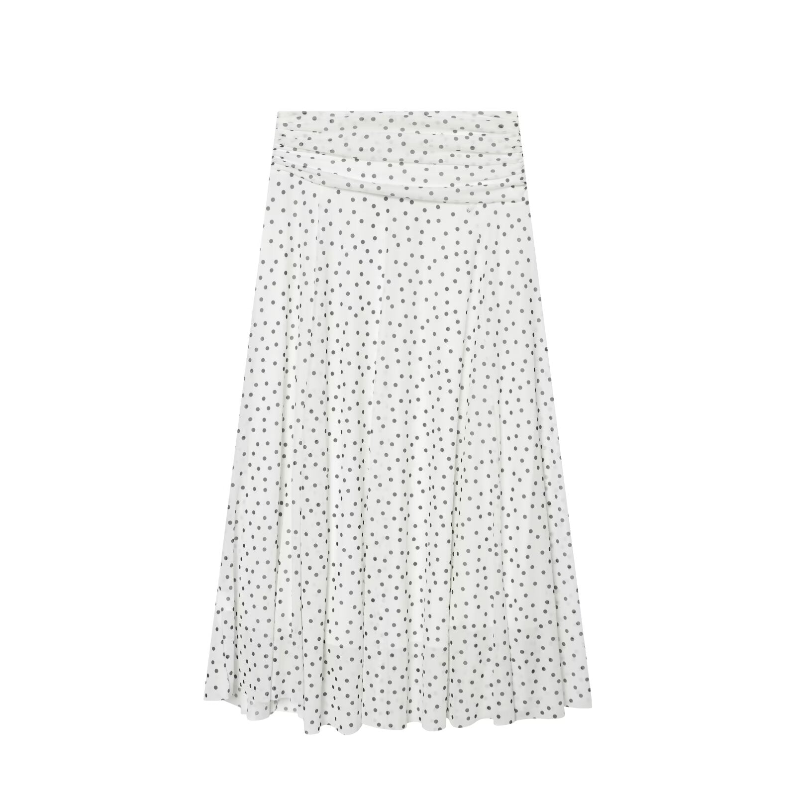 Women's pleated waist polka dot MIDI skirt