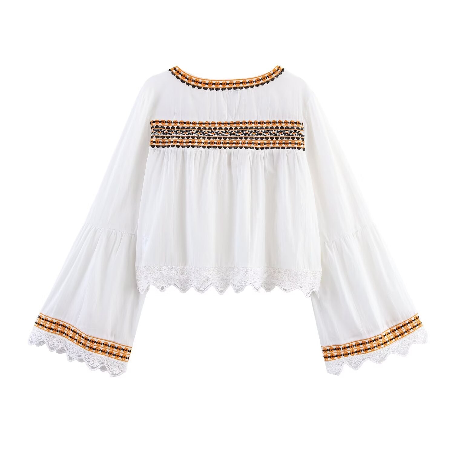 suit Women's 2 pieces casual embroidered V-neck shirt+Shorts