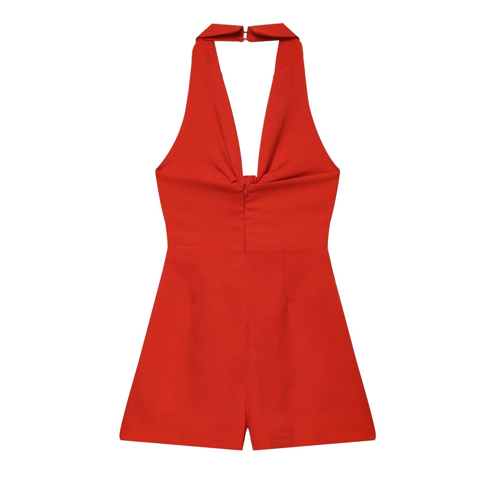 Women's knot decoration hanging neck mini dress