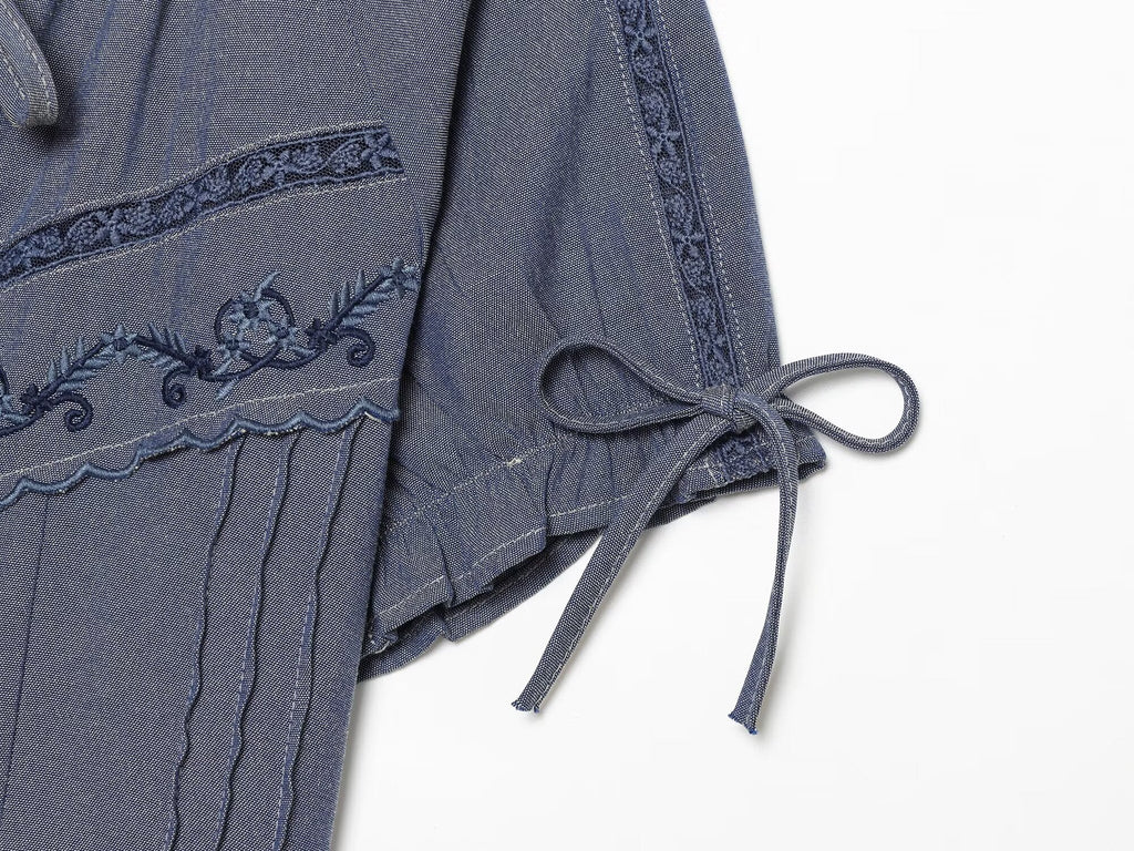 Women's bow decoration embroidered shirt