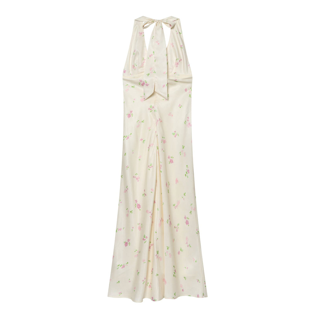 Women's satin textured printed MIDI dress