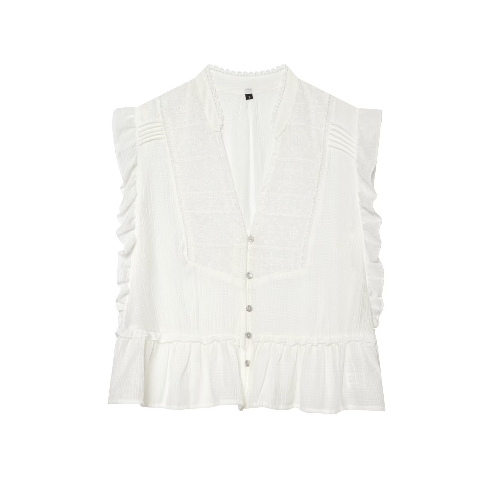 Women's layered decorative embroidered top