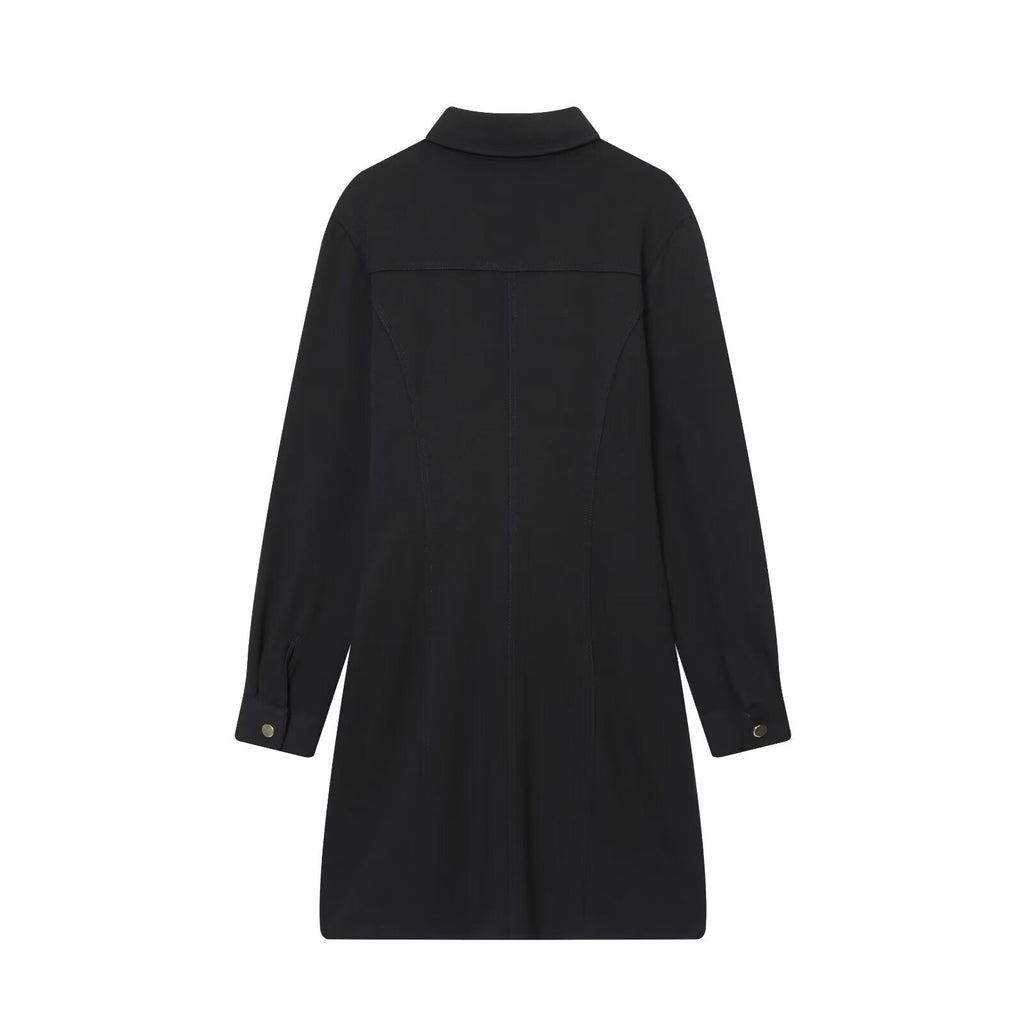 Women's new fashion slim shirt style pleated mini dress