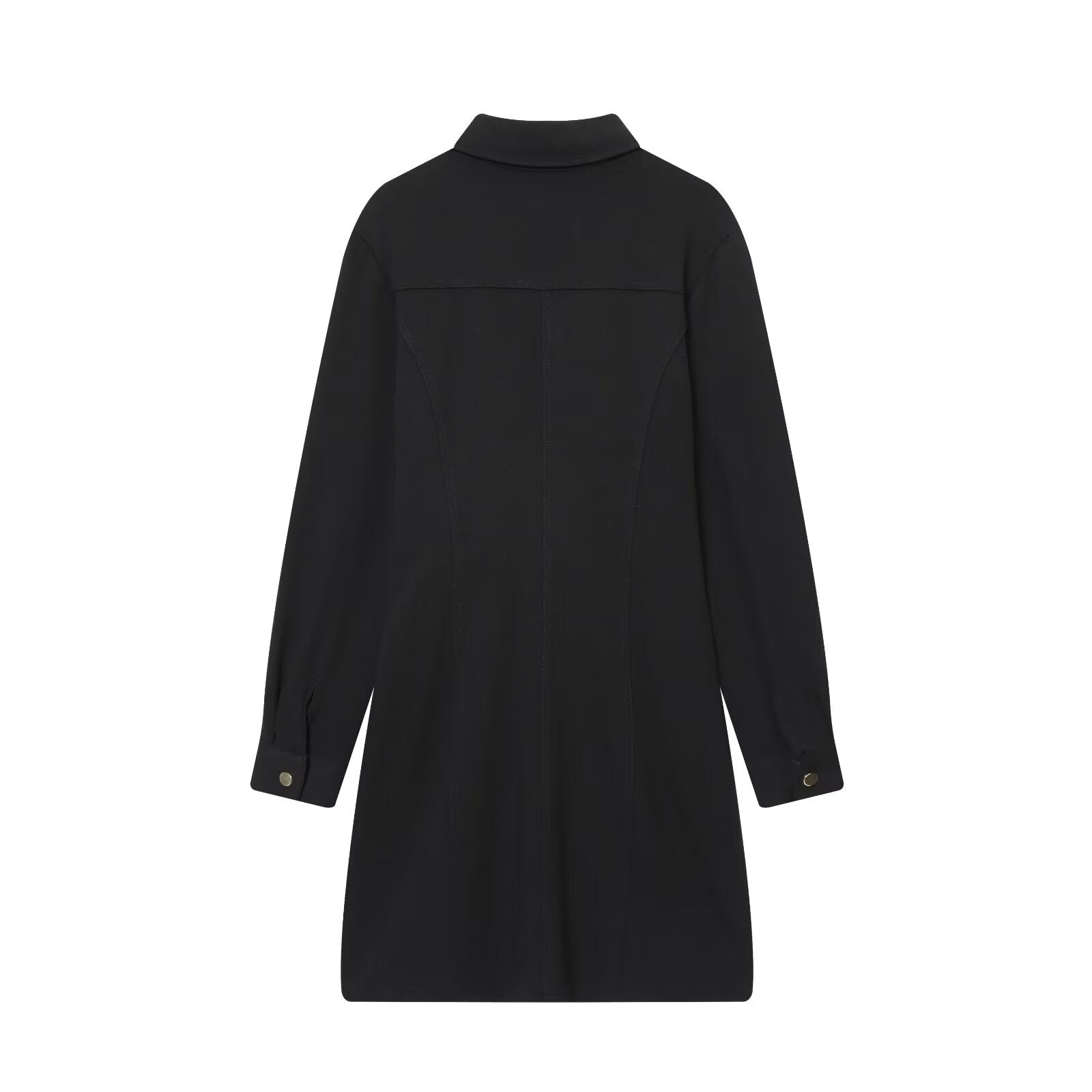 Women's new fashion slim shirt style pleated mini dress