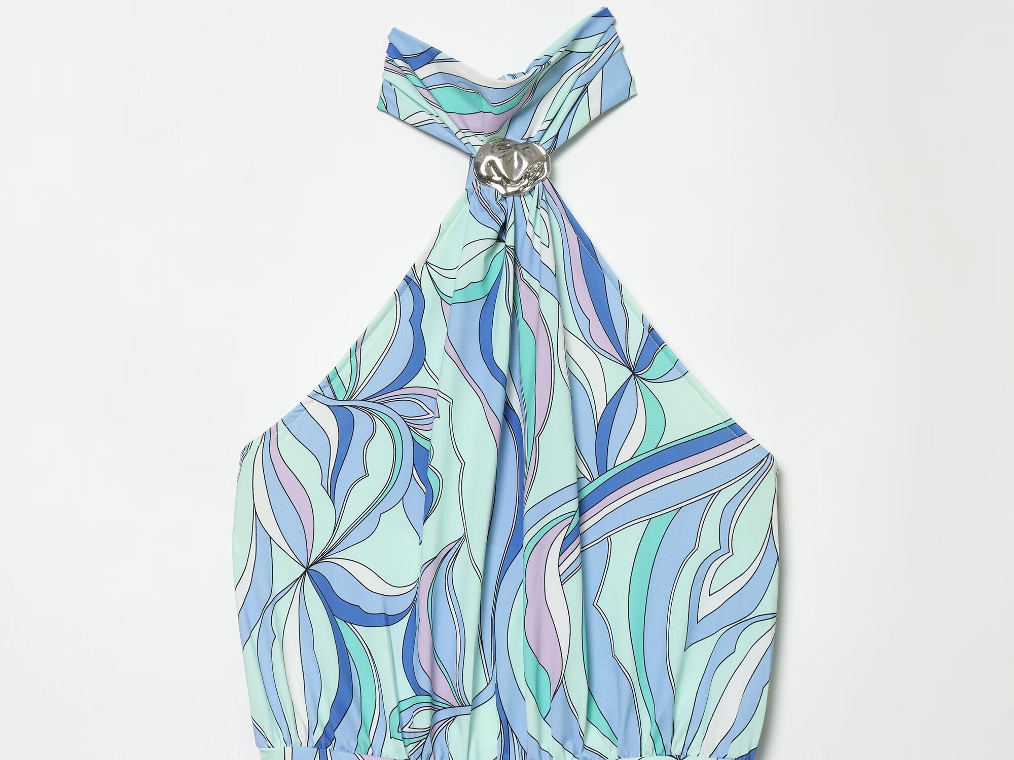 Women's backless printed halter neck dress