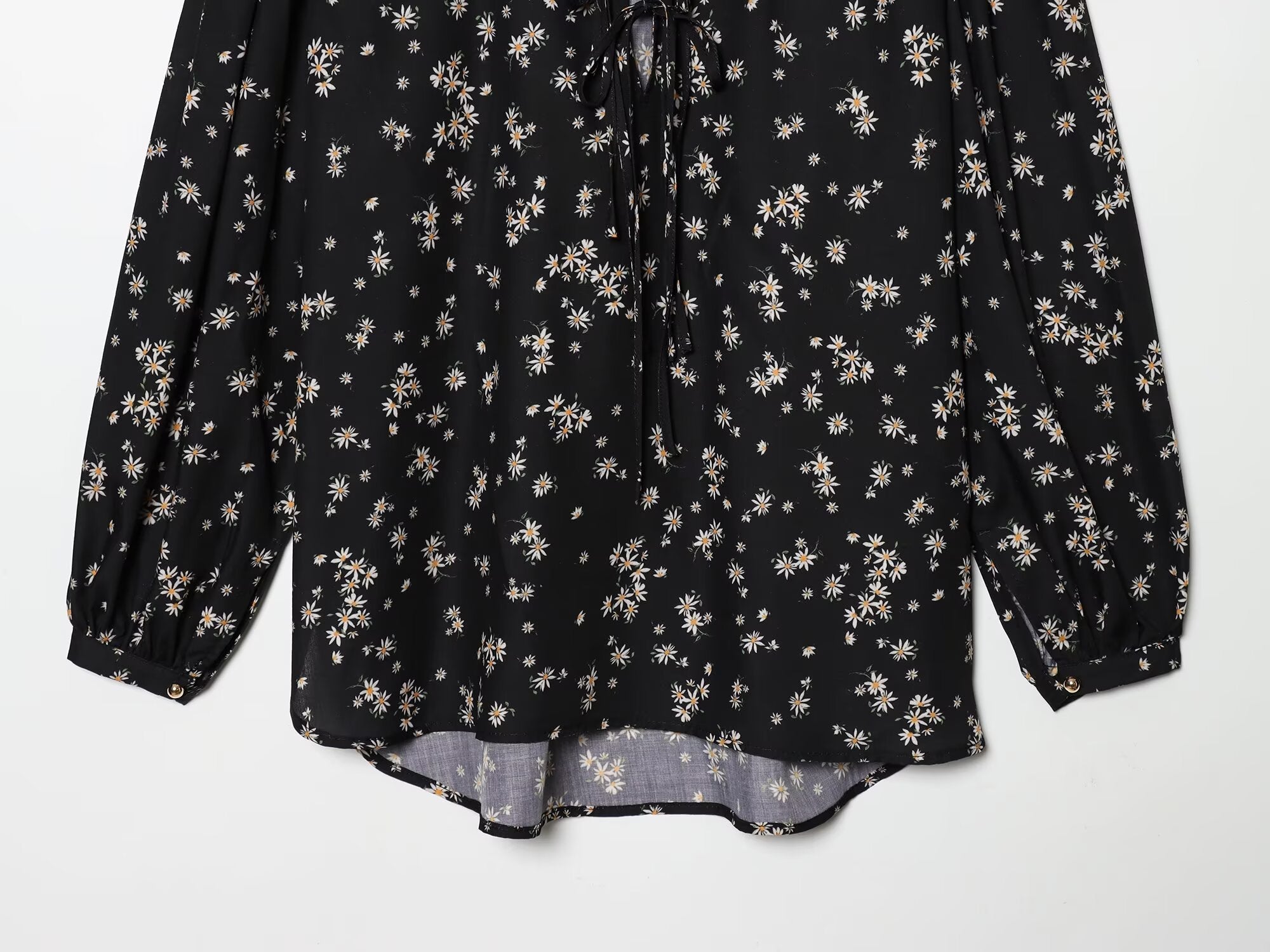 2026 Women's printed V-neck lace up shirt