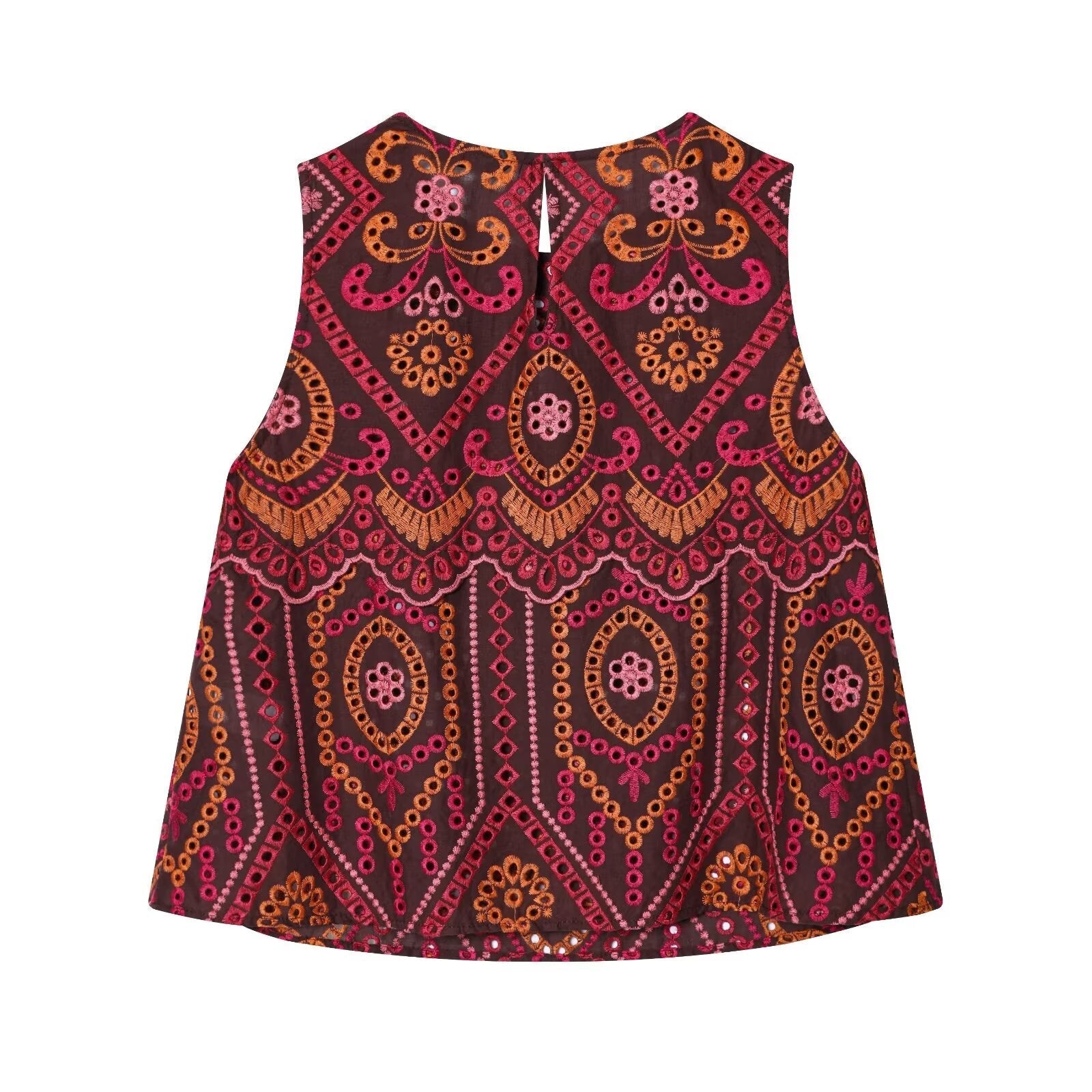 suit Women's 2 pieces hollowed out embroidered O-Neck top+Skirts