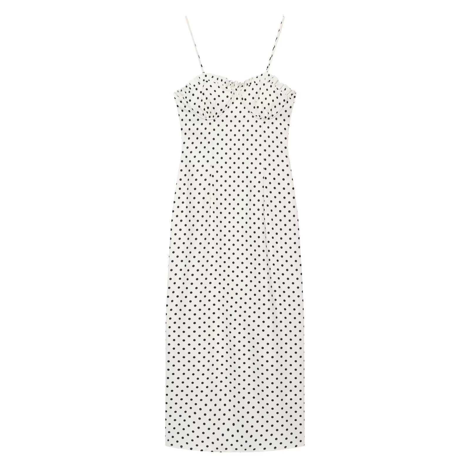 Women's tight corset style polka dot MIDI dress