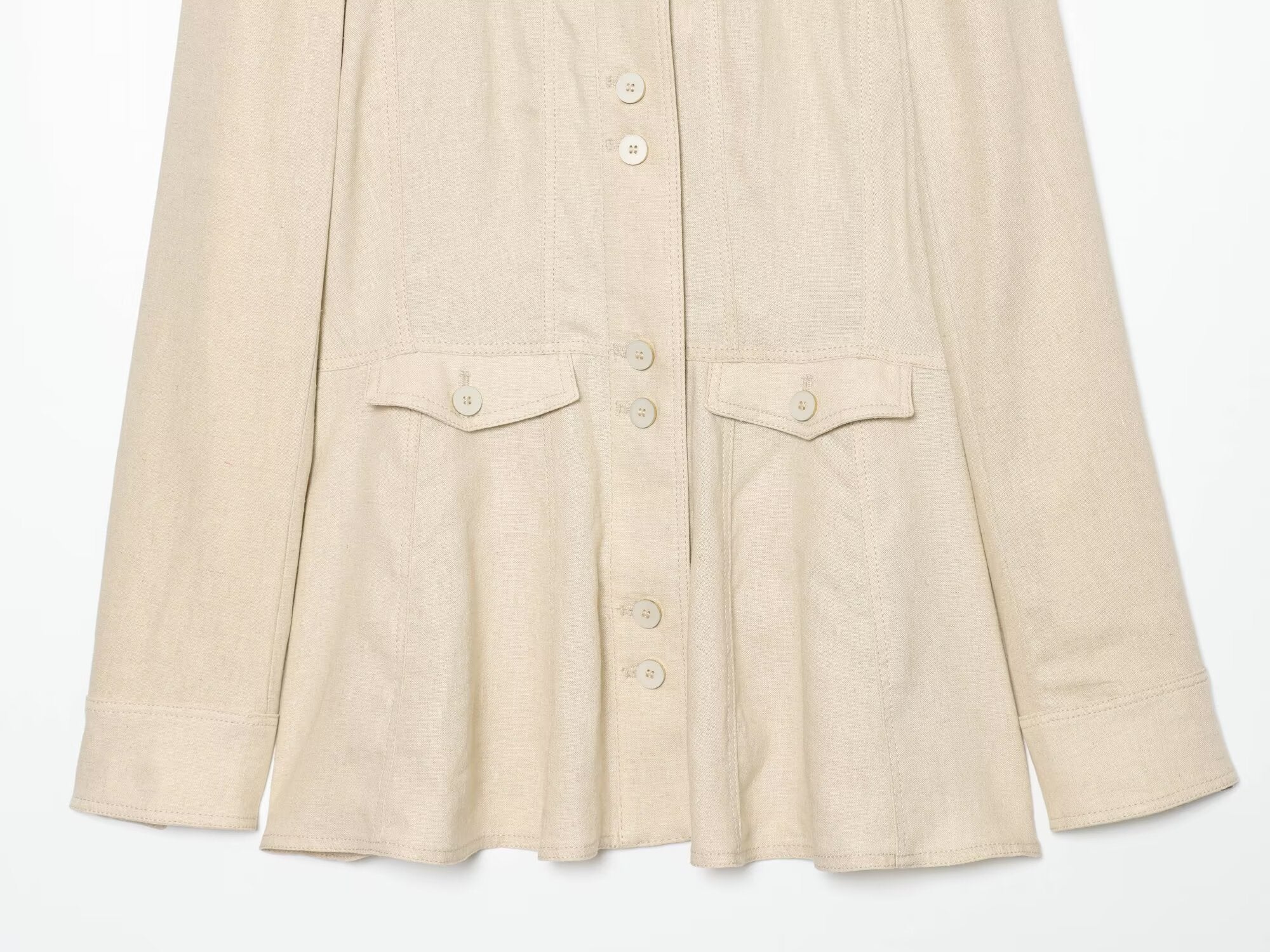 Women's linen blended slim stand collar Coat