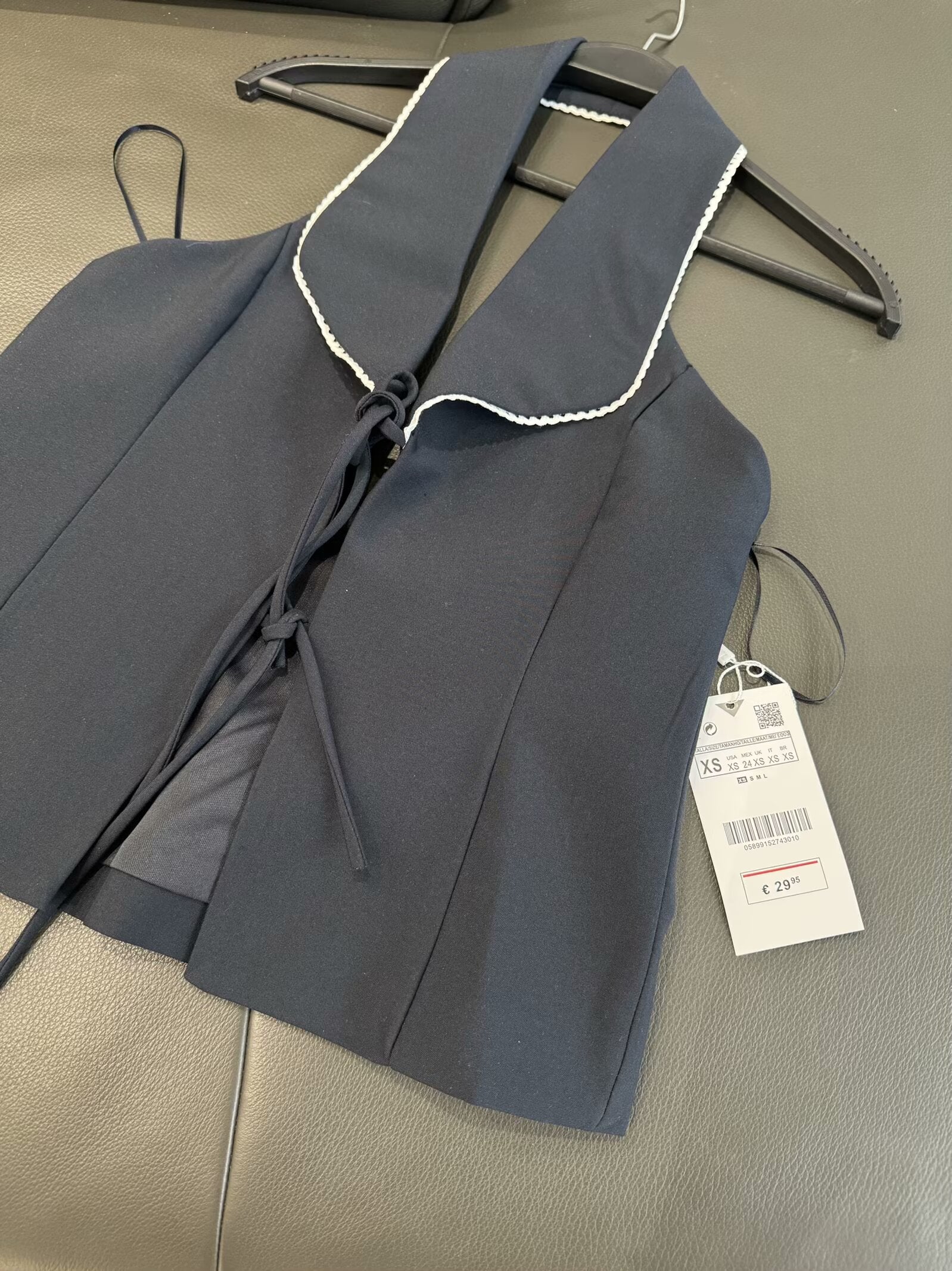 Women's 2025 New Fashion Bow Splicing Hanging Collar Top