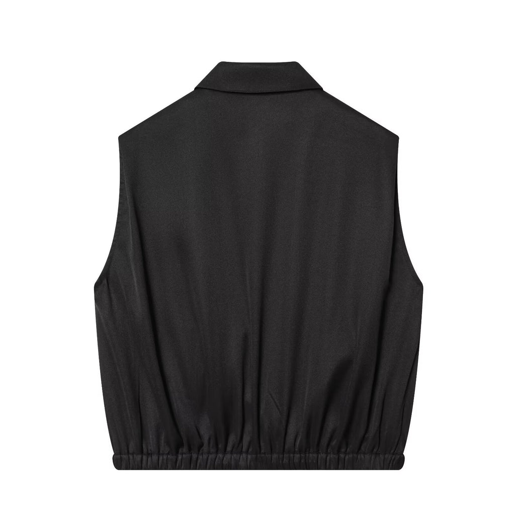 Women's balloon shaped casual lapel vest
