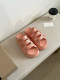 Women's New Fashion Joker Casual Thick-soled Hook and Loop Soft-soled Candy-colored Slippers and Sandals