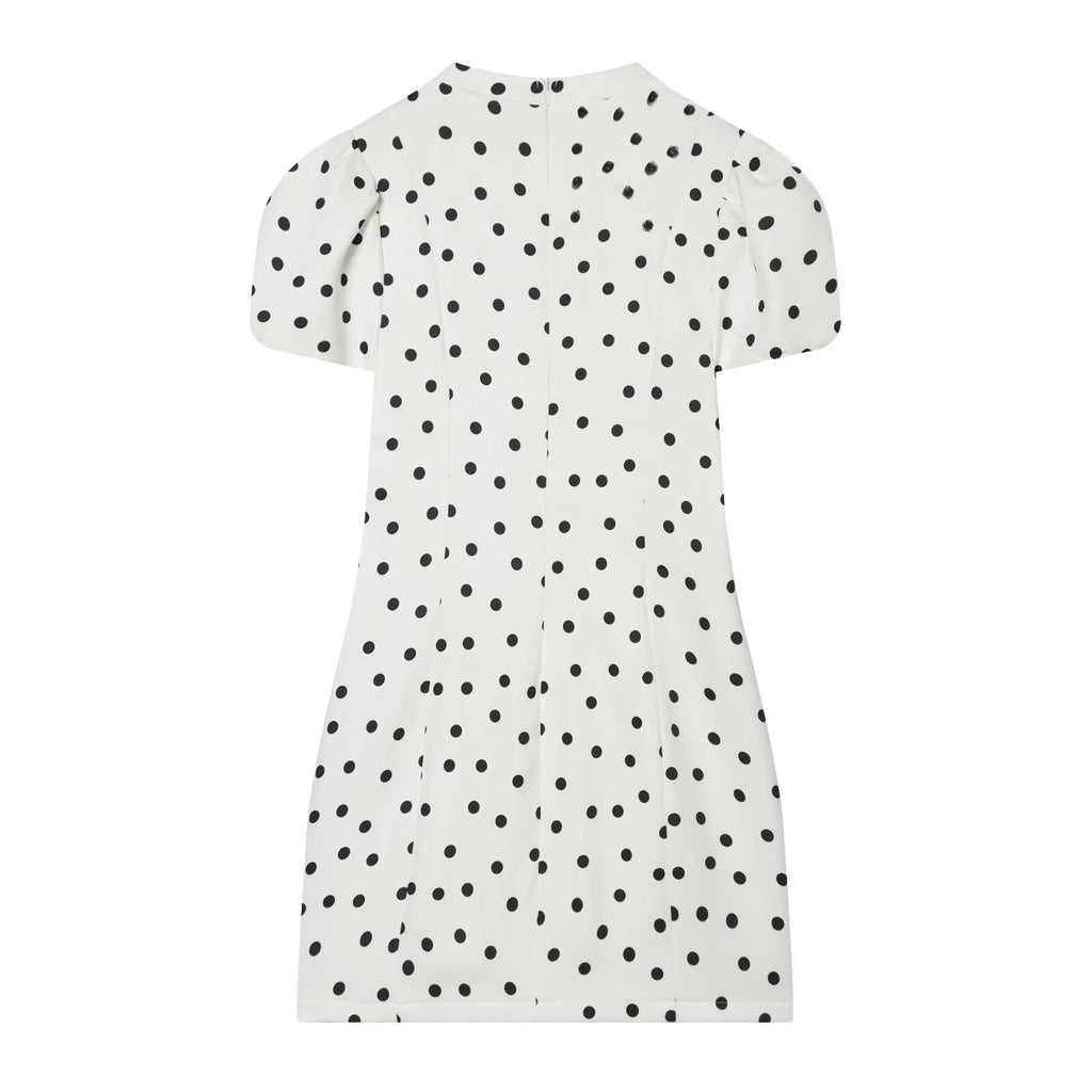 Women's bubble sleeve polka dot mini dress