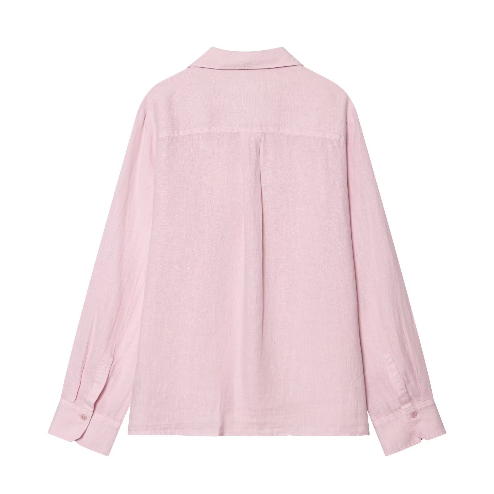 suit Women's 2 pieces pocket decoration linen blend shirt+Pants