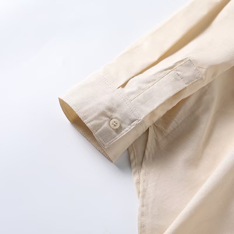 2026 Women's linen blend lapel long sleeved shirt