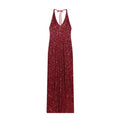 Women's pearl decoration hanging neck MIDI dress