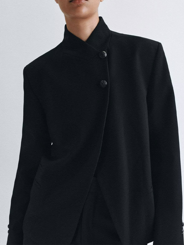 Women's breasted decorative high neck Blazer Coat
