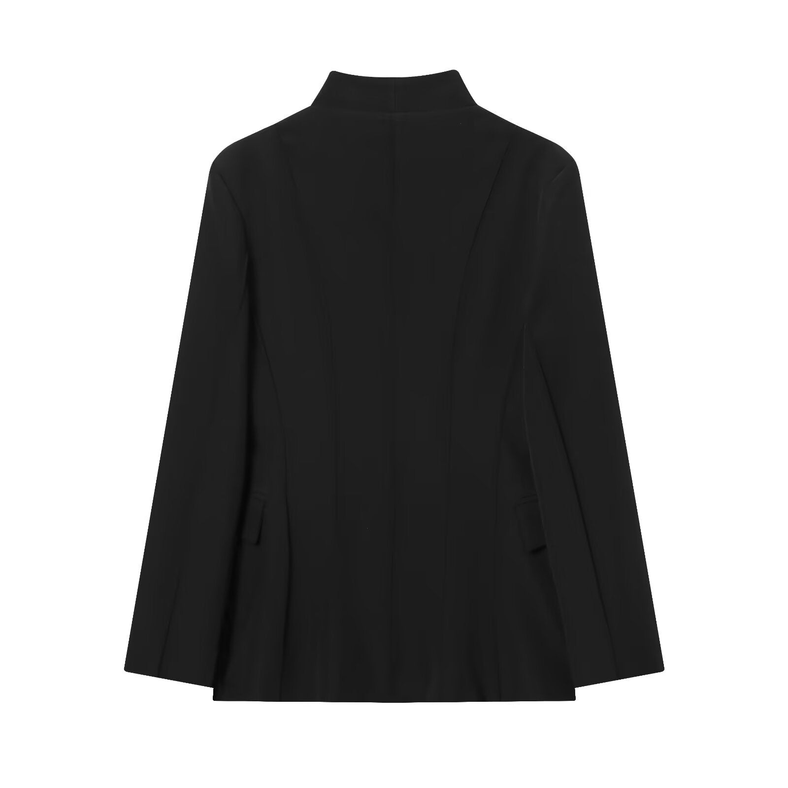 suit Women's 2 pieces Women's black slim stand collar Blazer Coat+Pants