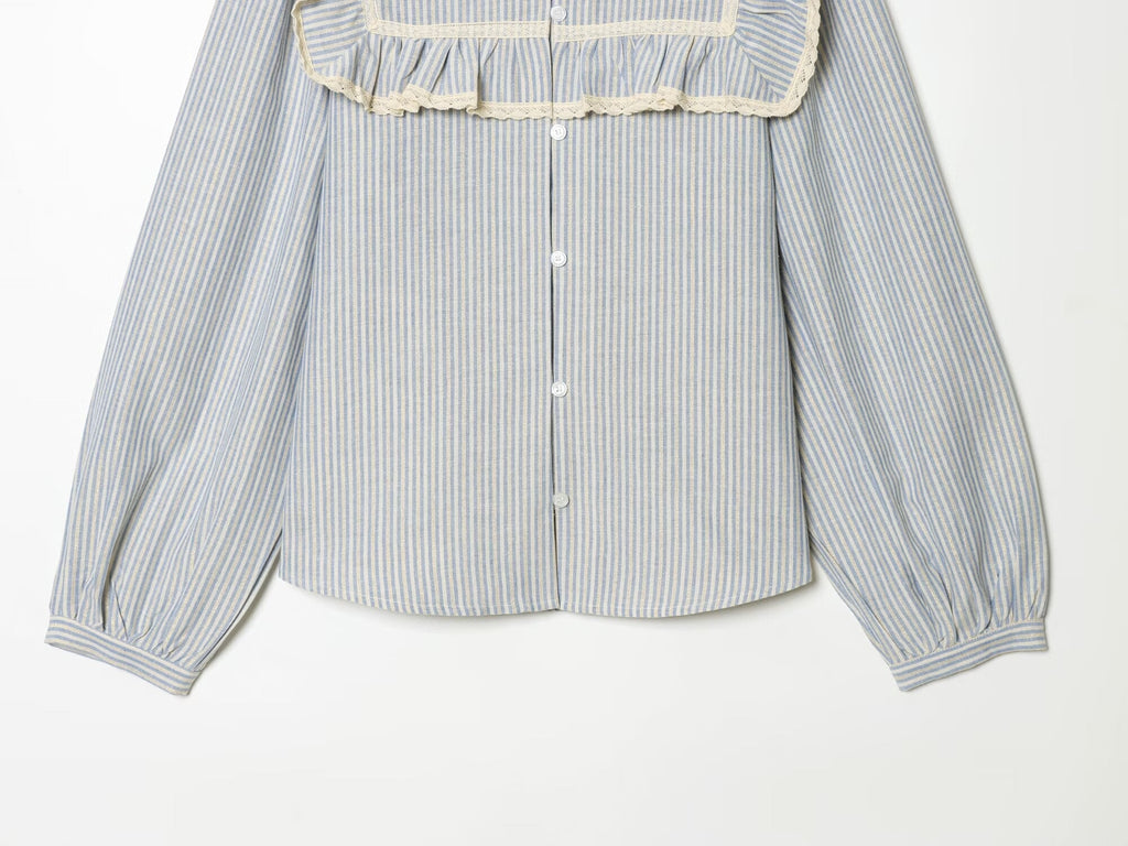 Women's metallic layered decorative striped shirt