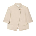 Women's short sleeved linen blend Blazer Coat