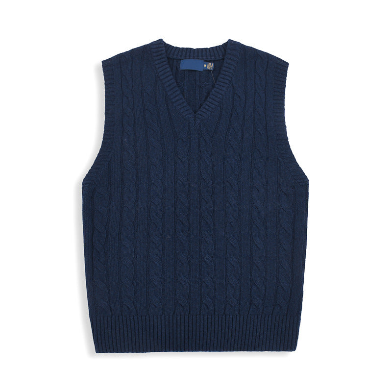 Men's and women's new casual Joker embroidered sweater V-neck knitted vest