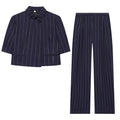 suit Women's 2 pieces linen blend striped jacket+Pants