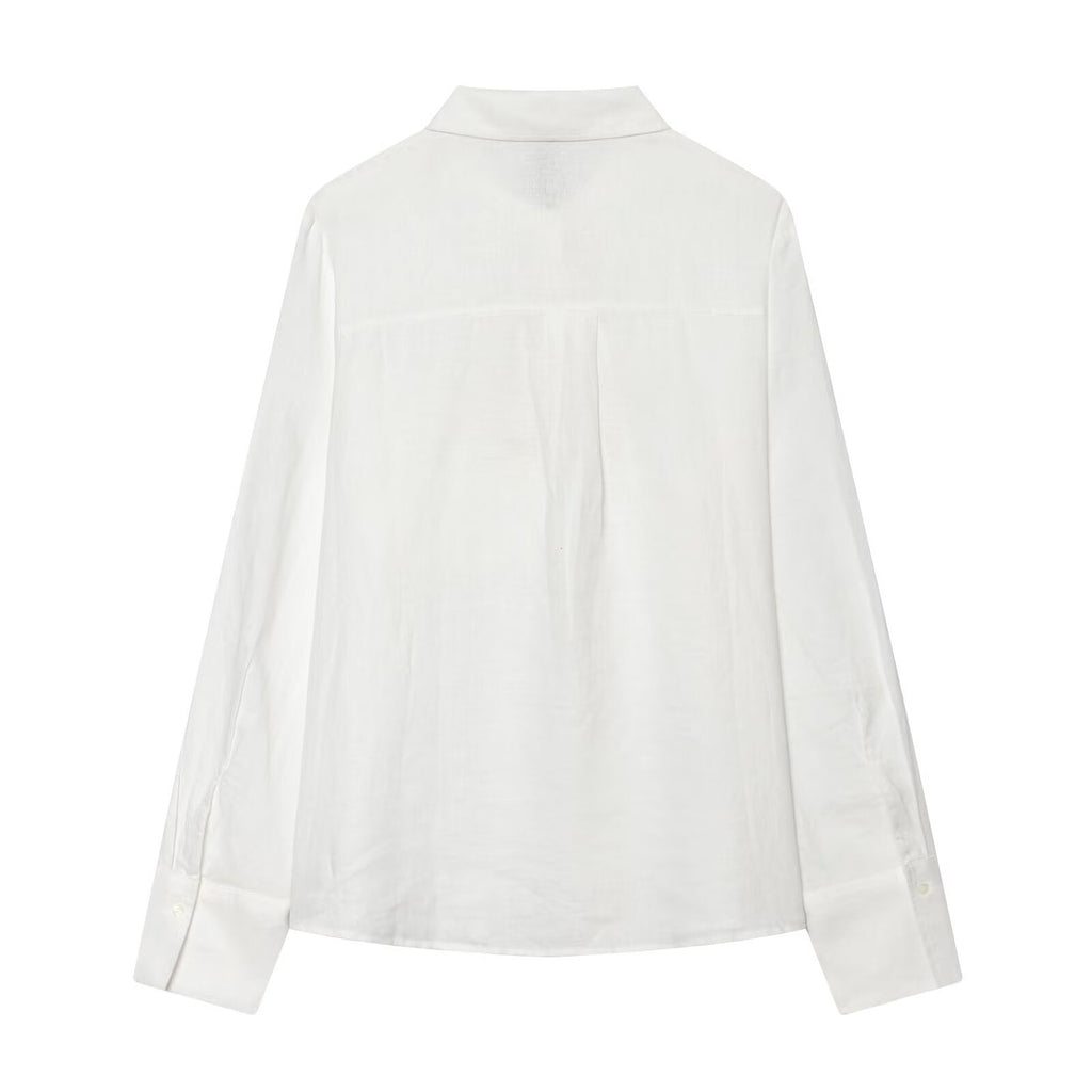 Women's linen blended linen long sleeved shirt
