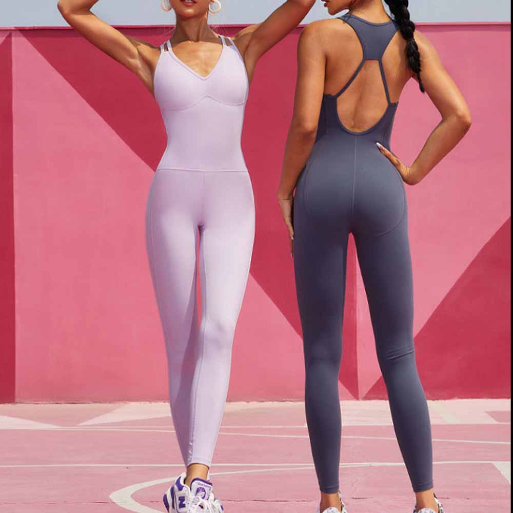 2026 women's new one-piece yoga clothes with chest pads and tight-fitting exercise clothes