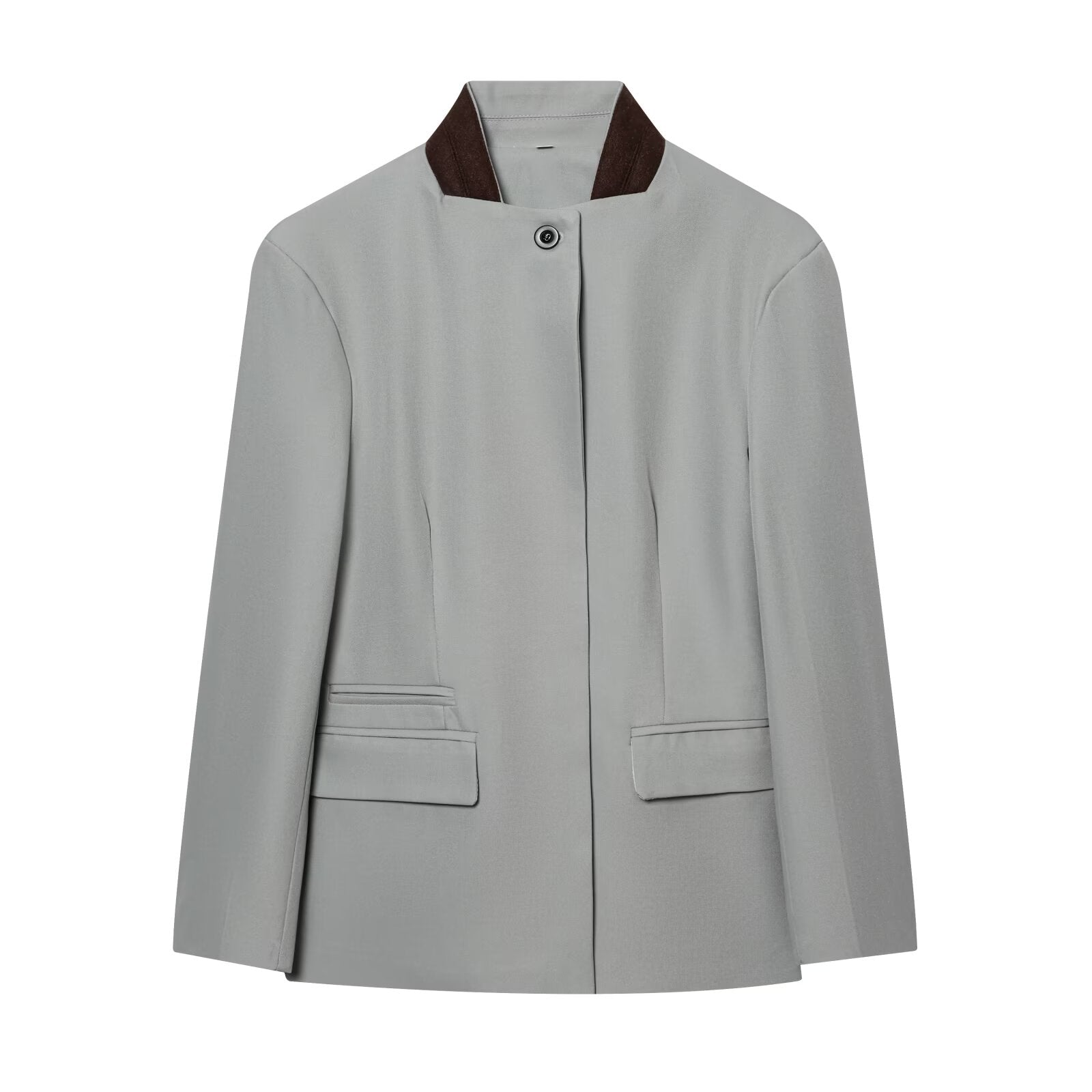 suit Women's 2 pieces long sleeved contrasting collar Blazer Coat +Pants