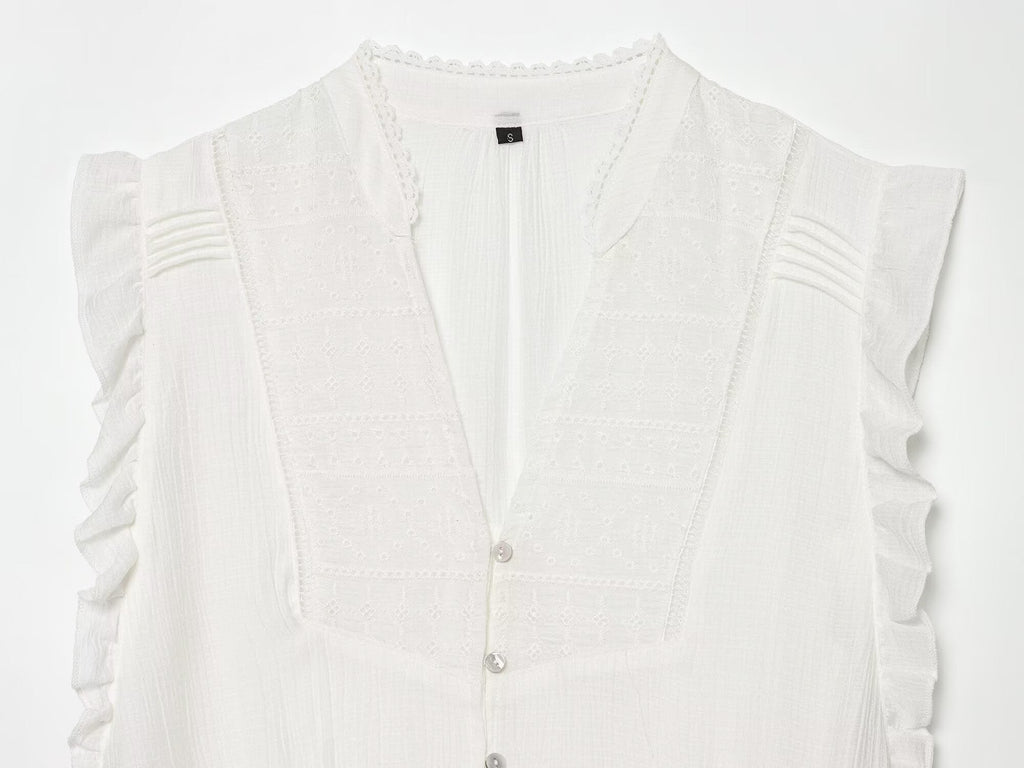 Women's layered decorative embroidered top