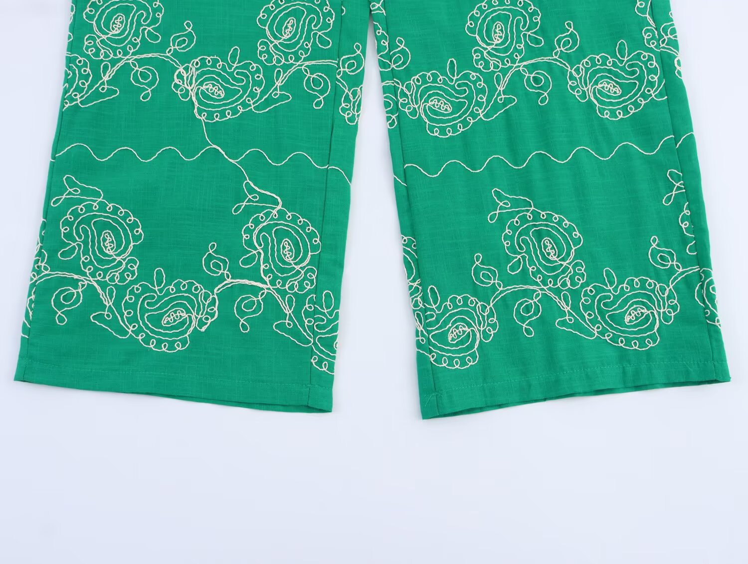 Women's casual embroidered wide leg pants