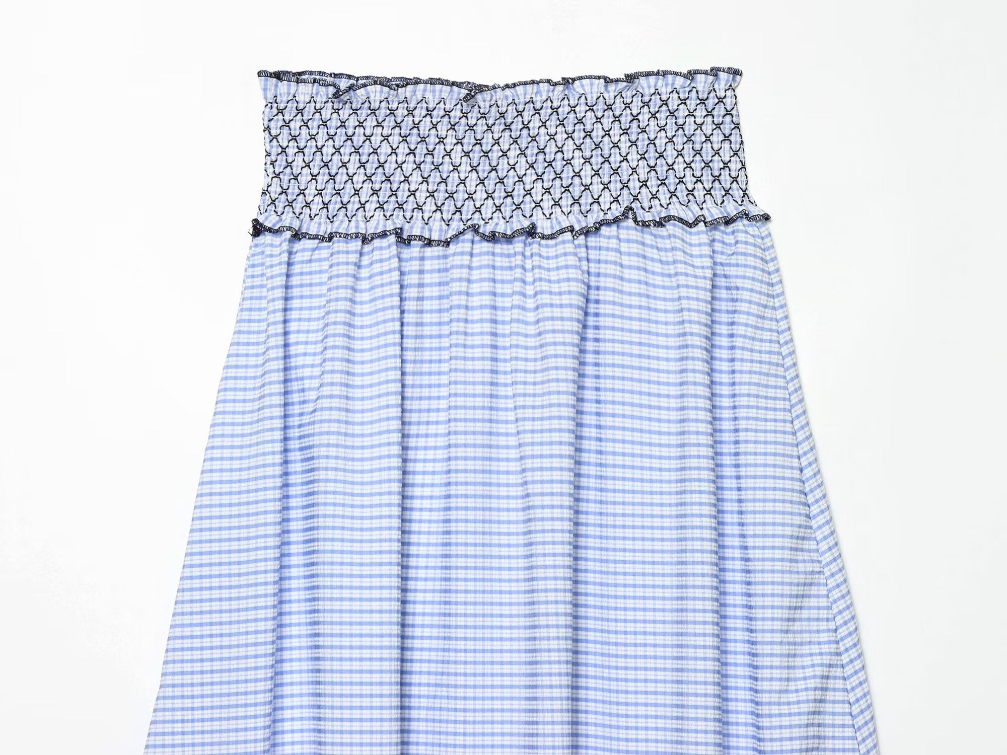 Women's casual embroidered checkered MIDI skirt