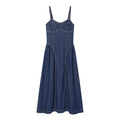 Women's flared skirt hem vacation style denim dress
