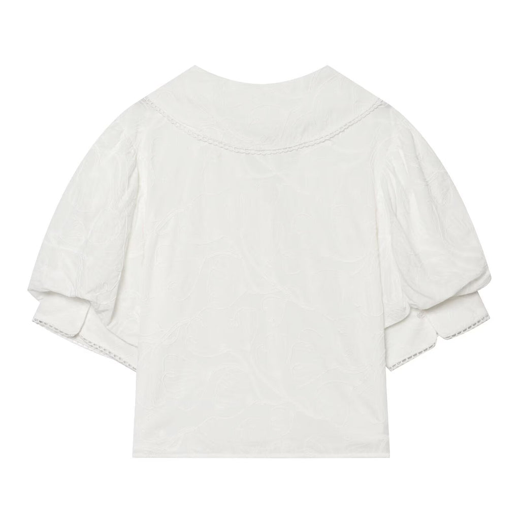 Women's Small Round Lapel Lace up Shirt