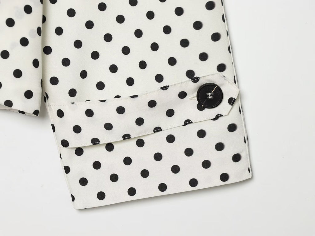 Women's With Belt stand collar polka dot trench coat