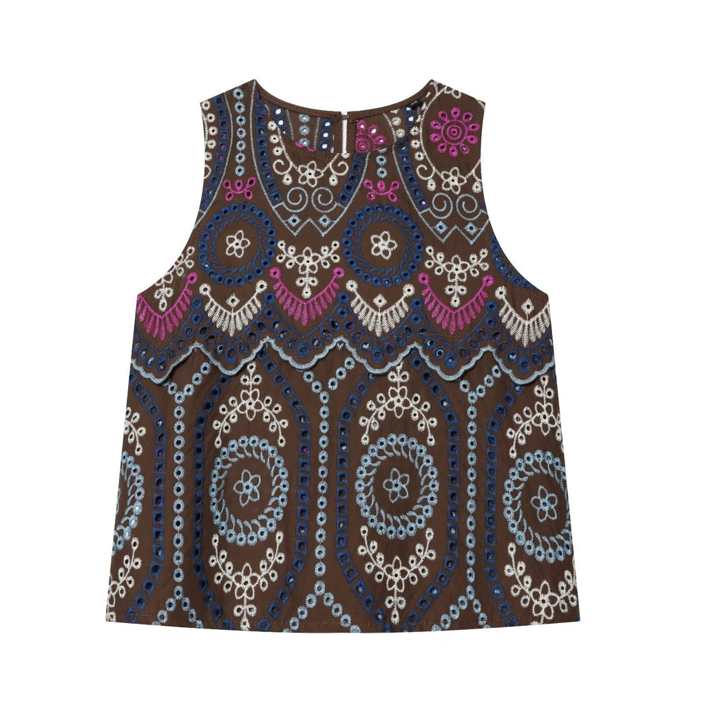 suit Women's 2 pieces hollowed out embroidered top+Skirts