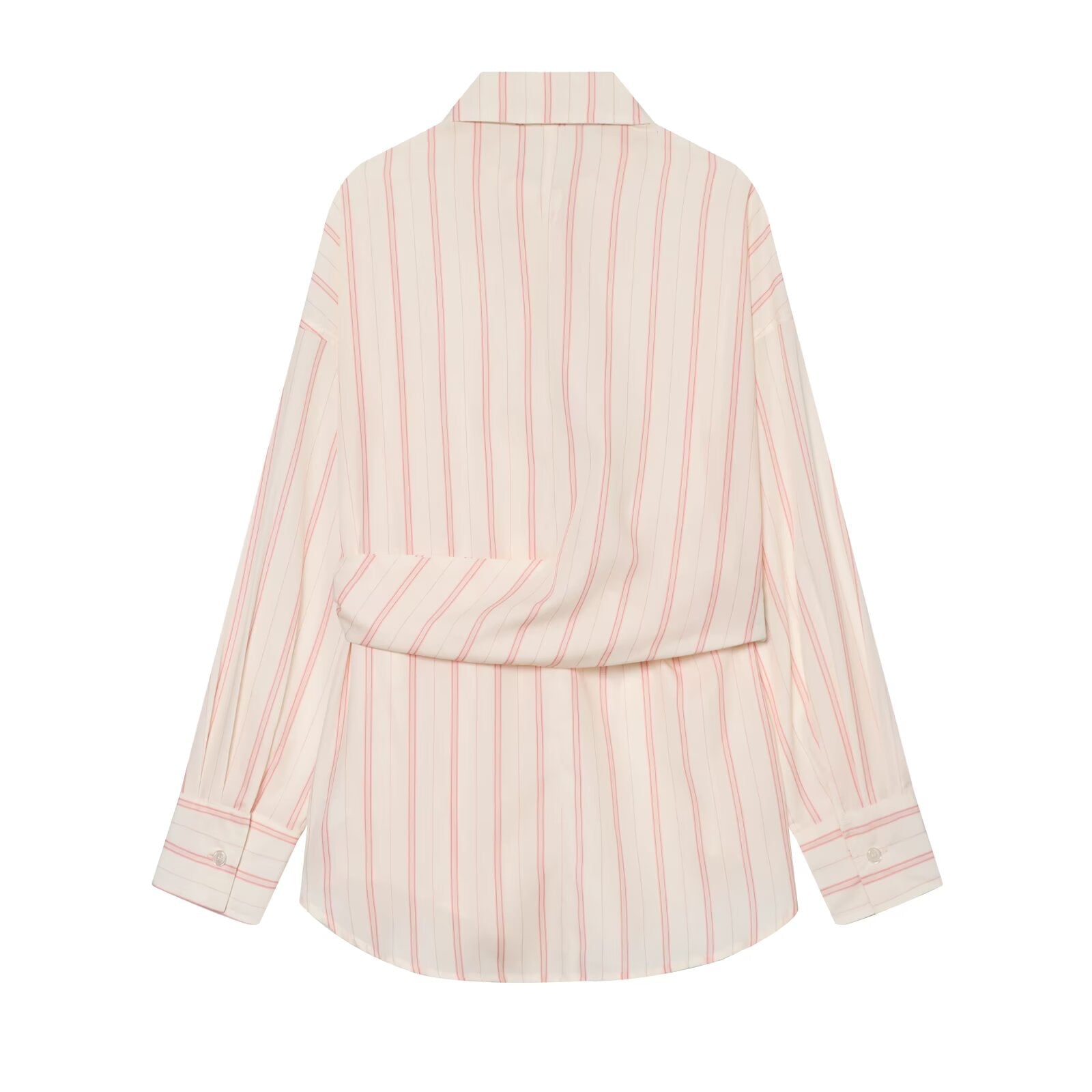 Women's lace up design loose striped shirt