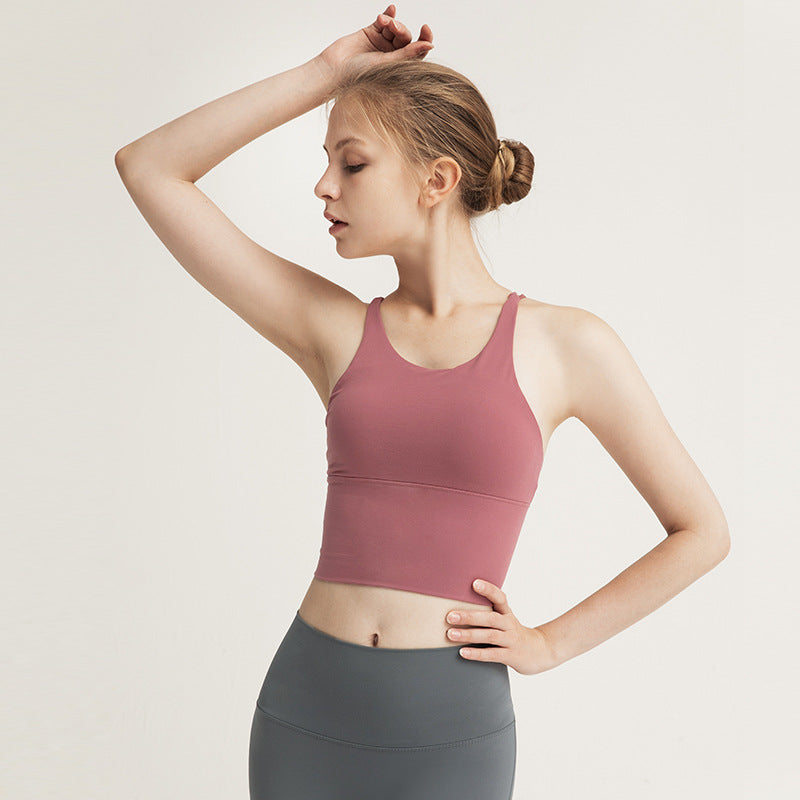 Women's new cross back slim exercise yoga bra vest