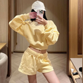 2026 women's new casual Joker O-neck sweater casual shorts suit