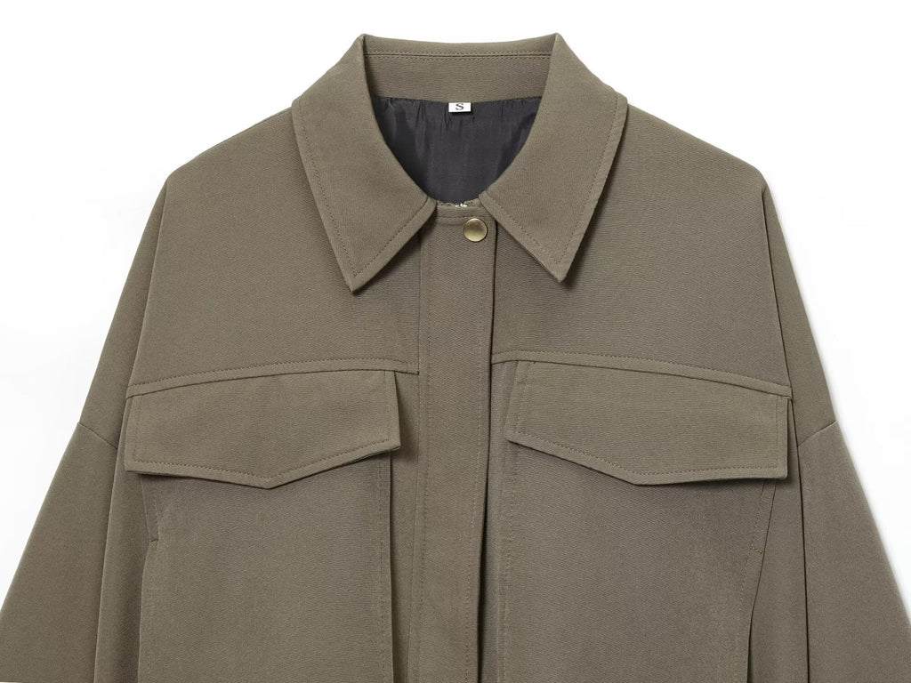 Women's new pleated hem loose pilot jacket Coat