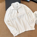 Women's semi-zipper pullover stand collar long sleeve knitted sweater polo shirt