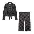 suit Women's 2 pieces With Belt polka dot shirt style Coat+Pants